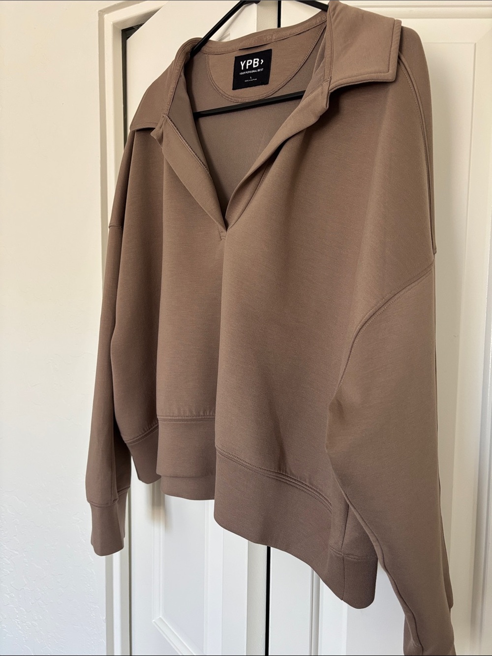YPB Relaxed V-Neck Pullover Sweater - Taupe